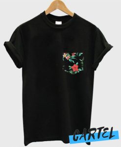 A Black Floral Pocket awesome T-Shirt