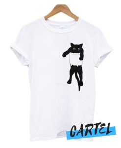 Hang loose black cat pocket awesome T Shirt
