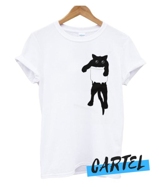 Hang loose black cat pocket awesome T Shirt