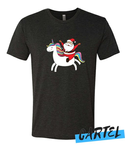 Santa Claus and love unicorns awesome T Shirt