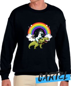 Unicorn Riding T rex awesome Sweatshirt
