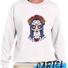 Woman Skull Face with Roses Flowers awesome Sweatshirt