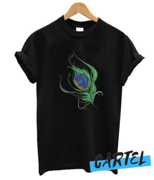 Artistic Peacock Feather Lord Krishna T Shirt