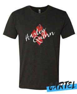 Black Womens Harley Quinn Shirt with Attached Harley Quinn Necklace-Small T Shirt
