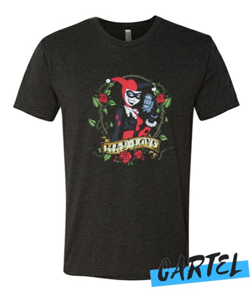Harley Quinn - Classic Mad Love Rose Circled Harley T Shirt