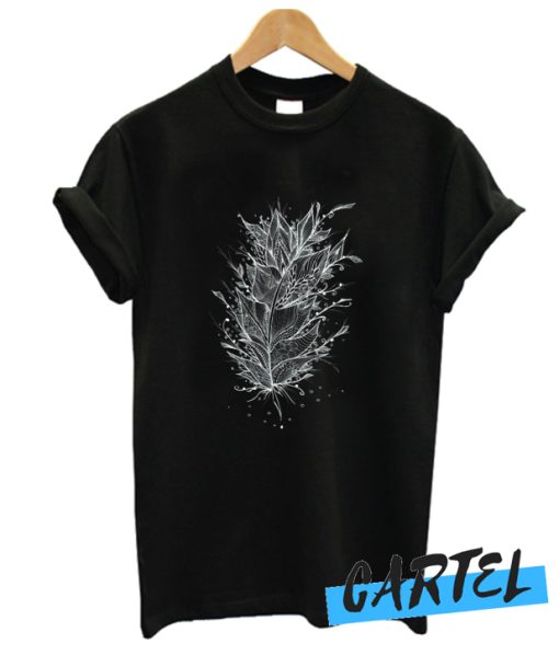 Mystical White Feather Lineart T Shirt