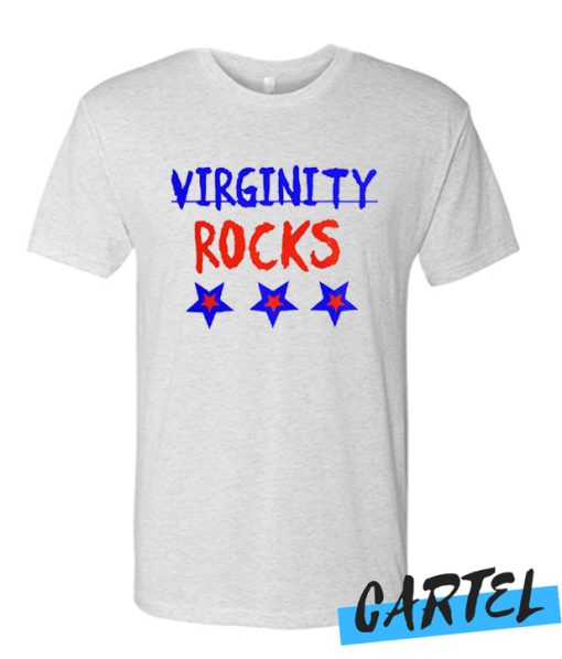Virginity Rocks White awesome T shirt