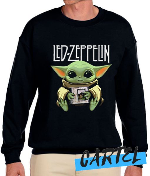Baby Yoda hug Led-Zeppelin Sweatshirt