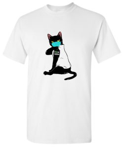 Black cat face mask fuck Corona tattoo DH T-Shirt