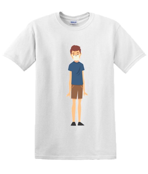 Young boy in medical mask cartoon DH T-Shirt