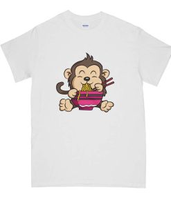 Kawaii Monkey eating Asian Ramen Noodles DH T Shirt