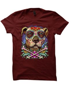 Pitbull Dog - Sugar Skull awesome graphic T Shirt