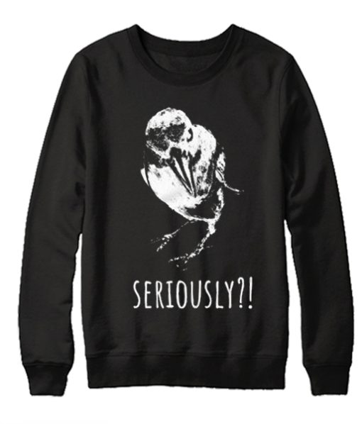 Black and White Seriously Crow graphic Sweatshirt
