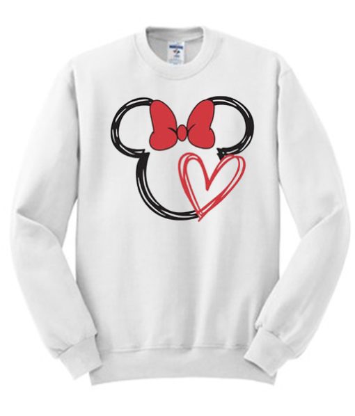 Scribble Minnie Outline with Heart Unisex awesome Sweatshirt