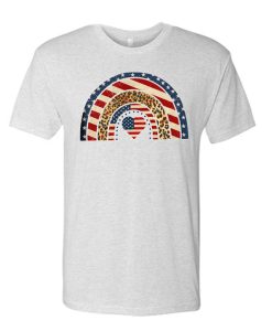 Leopard American Flag Rainbow T Shirt