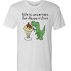 Funny Green T-Rex Dinosaur Eating Ice Cream T Shirt