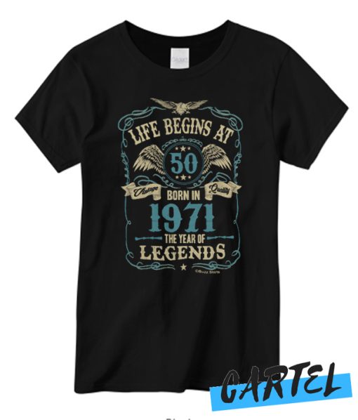 Life Begins At 50 Mens Organic BORN In 1971 Legends 50th Birthday T-shirt